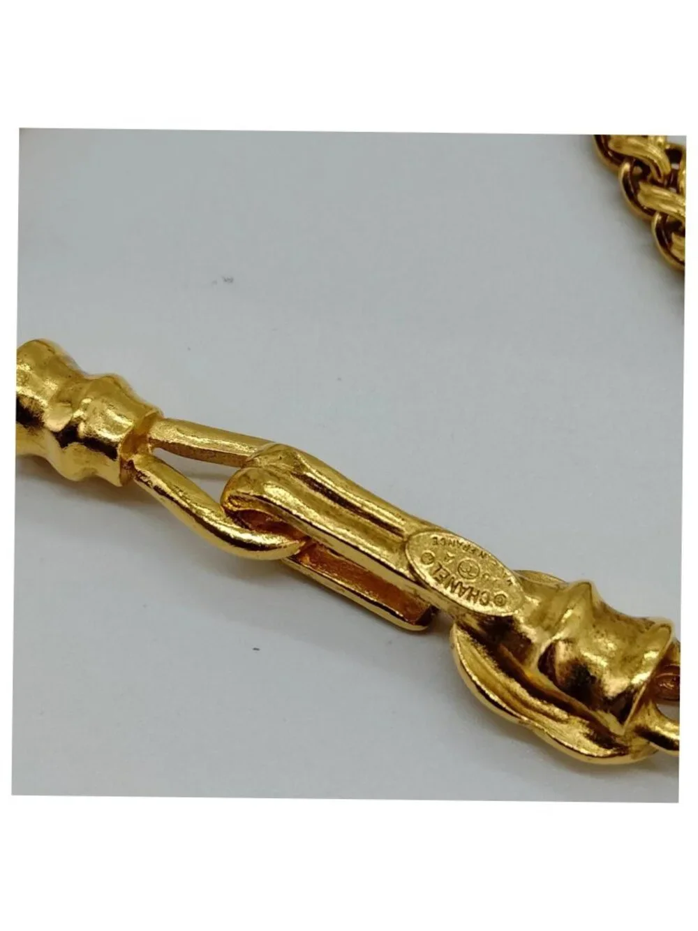 Authentic Chanel CC Camellia Gold Tone Pendant Necklace Vintage
